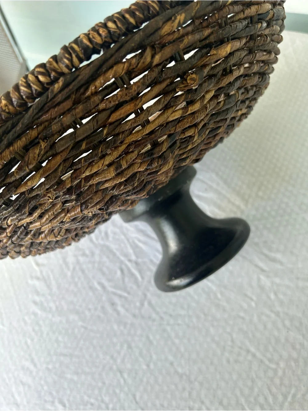 Wicker Woven Pedestal Fruit Bowl Plant Holder Storage Display Boho Basket 15”